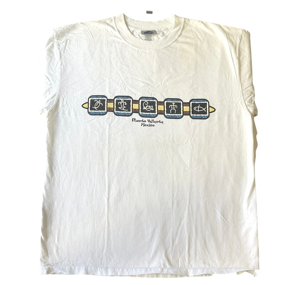 Old Harbor Men Shirt EG-3D (XL) White Puerto Vallarta Short Sleeve